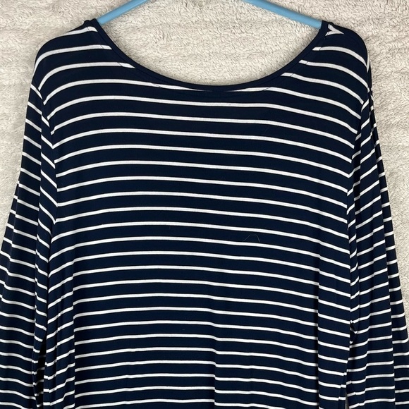 GAP Luxe Navy Striped Nautical Crew Neck Long Sleeve Size Large Preppy Prep - Picture 11 of 13